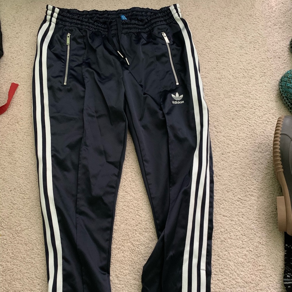 Navy tapered adias pants